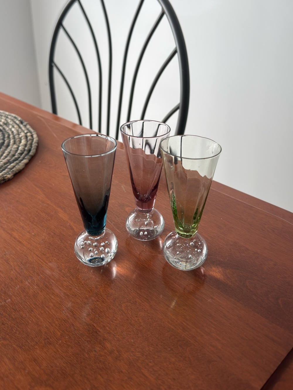 vintage bubble bottom shot glasses